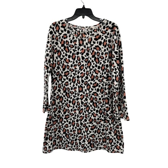 Animal Print Long Sleeve Nightgown XL (16/18) Womens Cozy Flannel-Style Pullover - Picture 1 of 9
